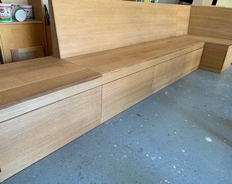 Custom Channel Tufted Banquette - Etsy Storage Banquette Seating, Birch Plywood Furniture, L Shaped Banquette, Dining Bench Storage, Curved Banquette Seating, Storage Banquette, Work Nook, Modern Banquette, Tufted Banquette