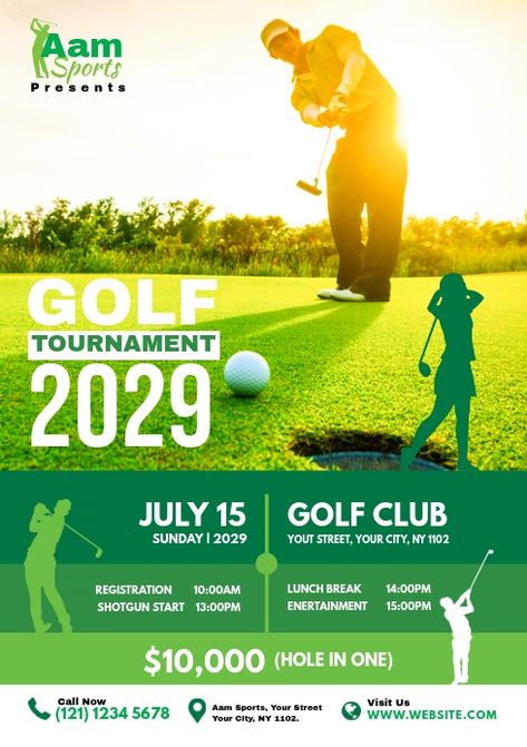 Aam360 | PosterMyWall Golf Flyer Design, Golf Poster Design Ideas, Golf Poster Design, Golf Charity Event, Golf Tournament Flyer, Fundraising Poster, Sponsorship Levels, Golf Camp, Sports Turf