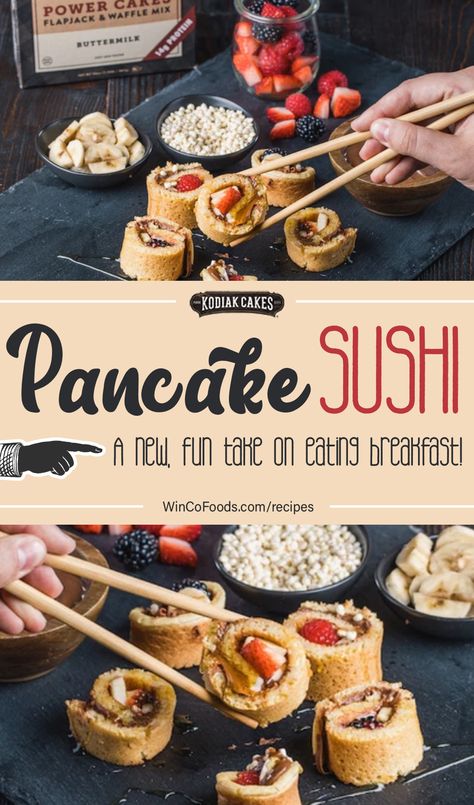 No Fish Sushi, Pancake Sushi, Fun Kid Breakfast, Breakfast Sushi, Honey Drizzle, Healthy And Unhealthy Food, Fruit Appetizers, Apartment Management, Breakfast Board