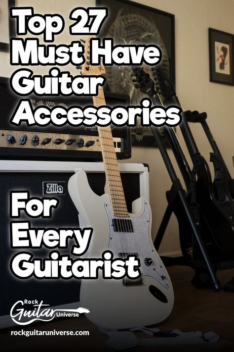 Looking for accessories for your guitar but not sure what you need? Check these 27 must-have accessories for every guitarist beginner and pros alike #guitar #guitaraccessories #guitargear #electricguitar #acousticguitar Guitar Workbench, Skateboard Furniture, Guitar Things, Guitar Repair, Electric Guitar Accessories, Keyboard Lessons, Guitar Cord, Guitar Licks, Guitar Exercises