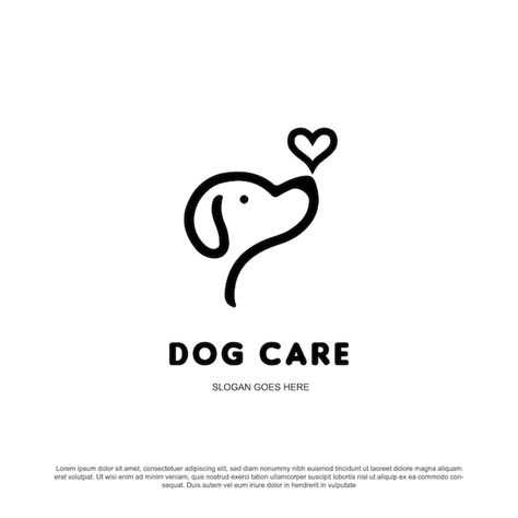 Simple minimal dog care logo design dog ... | Premium Vector #Freepik #vector #logo #food #business #heart Dog Care Logo, Petshop Logo Design, Dog Trainer Logo, Dog Food Logo, Dog Business Logo, Dog Paw Logo, Dog Cat Logo, Dog And Cat Logo, Dog Logos Ideas