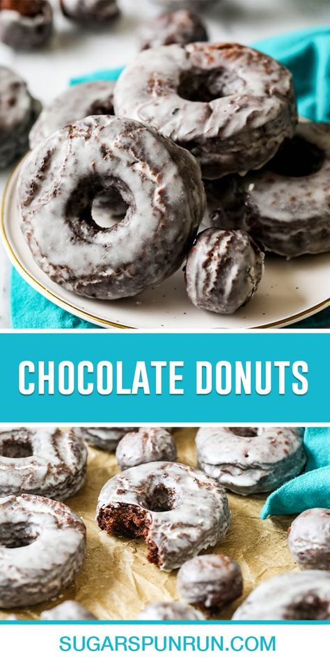 Old-Fashioned Chocolate Donuts - Sugar Spun Run Tim Hortons Old Fashioned Plain Donut Recipe, Sugar Spun Run Recipes, Chocolate Doughnuts Recipe, Sugar Spun Run, Doughnut Recipe Easy, Cake Donuts Recipe, Yeast Donuts, Sweet Roll Recipe, Fried Donuts