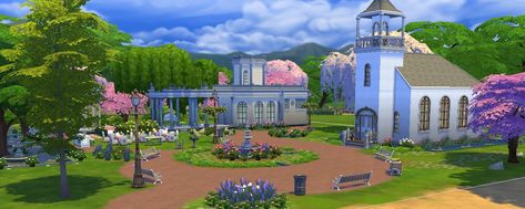 Mod The Sims - Magnolia Park rebuild for weddings Sims 4 Park, Sims 4 Base Game, Magnolia Park, Sims Ideas, Sims House Design, Sims 4 Downloads, Sims 4 Cc Furniture, Sims 4 Houses, Sims House