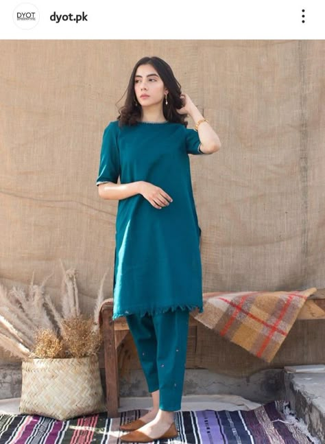 Embroidered Buttons, Simple Kurta Designs, Pakistani Fashion Casual, Trouser Suit, Pakistani Dresses Casual, Pakistani Fashion Party Wear, Salwar Kamiz, Casual Wear Dress, Sleeves Designs For Dresses