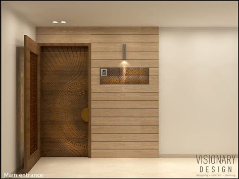 Main Door Outside Wall Design, Portico Design Modern, Flat Main Gate Design Entrance, Flat Entrance Wall Design Front Entry, Apartment Main Door Entrance Decor, Flat Entrance Door Design, Flat Main Door Design Entrance Modern, Main Door Entrance Wall Tiles, Main Door Wall Tiles Design