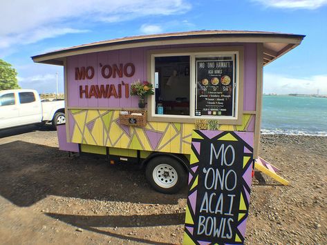 Trailer Business Ideas, Hawaiian Food Truck, Smoothie Shack, Smoothie Business, Hawaii Trips, Juice Truck, Acai Recipes, Coffee Breakfast Smoothie, Trailer Business