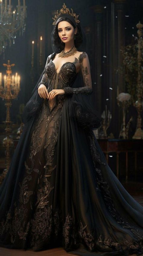 Fairy Gown, Anime Long Hair, Fantasy Clothes, Gothic Princess, Dark Princess, Dark Queen, Beautiful Long Dresses, Fairytale Fantasies, Fantasy Dresses