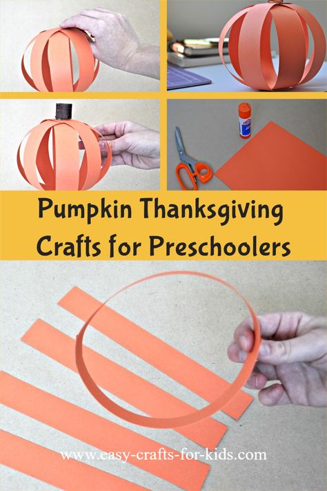 3D Pumpkin craft with paper. Preschool pumpkin craft for Thanksgiving 3d Pumpkin Craft, Thanksgiving Crafts For Preschoolers, Pumpkin Crafts Preschool, Contact Paper Crafts, Craft For Preschool, Paper Pumpkin Craft, Easy Preschool Crafts, Fall Paper Crafts, Thanksgiving Crafts Preschool