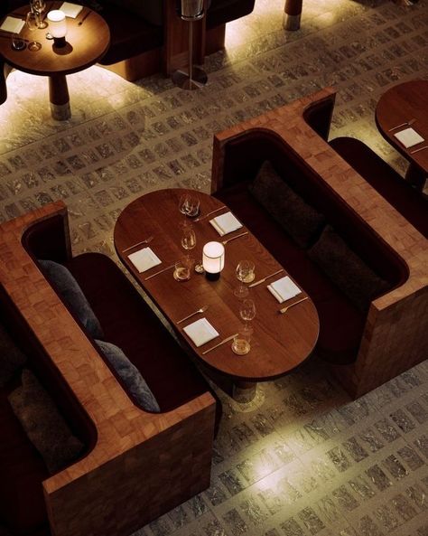 Table Bar Design, Booth Seating Restaurant, Restaurant Seating Design, Restaurant Dining Table, Restaurant Table Setting, Dining Seating, Restaurant Design Inspiration, Restaurant Booth, Cafe Seating