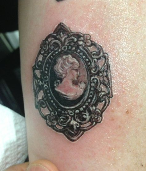 My new cameo tattoo.  I'm in love!! Cameo Tattoo, Esther Garcia, Victorian Cameo, Silhouette Tattoos, Sleeve Ideas, Human Canvas, Tattoo Meaning, Vintage Tattoo, Chest Tattoo