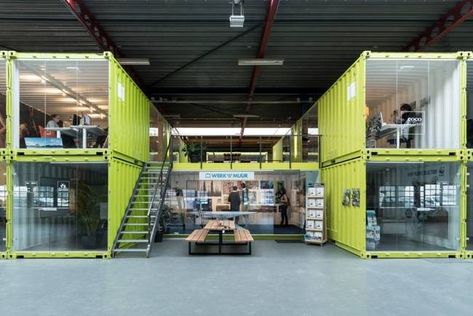 Warehouse Office Design, Shipping Container Buildings, Shipping Container Office, Shipping Container Architecture, Shipping Container Design, Container Restaurant, Container Office, Warehouse Design, Shipping Container House Plans