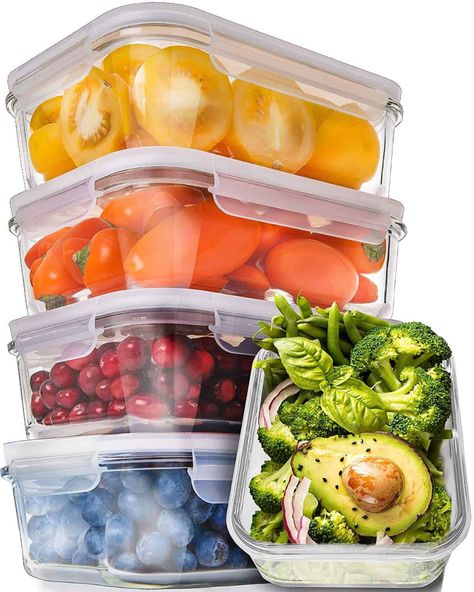 Glass Meal Prep Containers • A Sweet Pea Chef Glass Lunch Containers, Glass Meal Prep Containers, Glass Meal Prep, Cupcake Carrier, Best Meal Prep, Freezer Containers, Glass Storage Containers, 7 Day Meal Plan, Coquille Saint Jacques