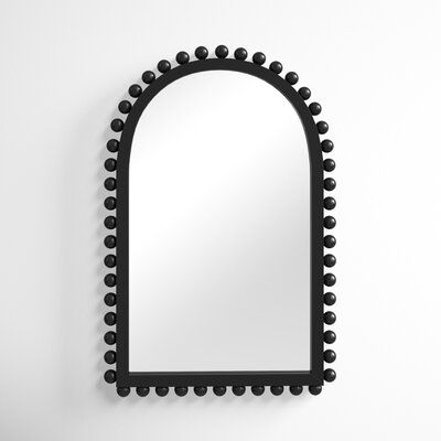 This accent mirror adds a bold yet playful touch to your living room or hallway with its shape and beaded accents. It's crafted with a classic finish that's ready to work in your space. This mirror is an ideal centerpiece on your mantel or gallery wall. Plus, it looks great above a bedroom dresser or entryway table for one last outfit check as you walk out the door. Finish: Black | Joss & Main Waltham Wood Frame Wall Mounted Mirror Wood in Black | 35 H x 22.8 W x 1.6 D in | Wayfair | Home Decor Long Mirror, Beaded Mirror, Wood Arch, Arched Mirror, Unique Mirrors, Arch Mirror, Wood Wall Mirror, Mirror Wall Art, Mirrors Wayfair