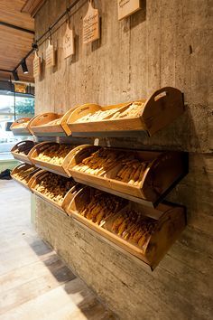 ''Kogias'' bakery. Veria, Greece. Design: CONSTANTINOS BIKAS Bread Display, Bakery Shop Design, Bakery Store, Bakery Interior, Bakery Design Interior, Bakery Decor, Bakery Display, Dog Bakery, Bakery Design