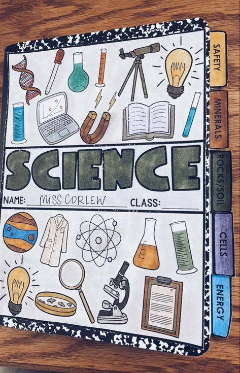 Aesthetic Science Project Ideas, Science File Cover Decoration Ideas, Physical Science Cover Page, Science Assignment Ideas, Physics Practical File Cover, Physics File Decoration Ideas, Front Page Ideas For Science Project, Science Holiday Homework Cover Page, Science Portfolio Design