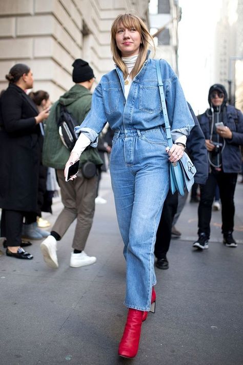 The Spring Trend That You Won't Be Able to Ignore | WhoWhatWear.com | Bloglovin’ Utility Jumpsuit Outfit, Winter Jumpsuit Outfit, Jean Jumpsuit Outfit, Jumpsuit Outfit Winter, Women Jumpsuit Outfits, Denim Jumpsuit Outfit, Jumpsuit Outfit Casual, Spring Jumpsuits, Jumpsuit Outfits