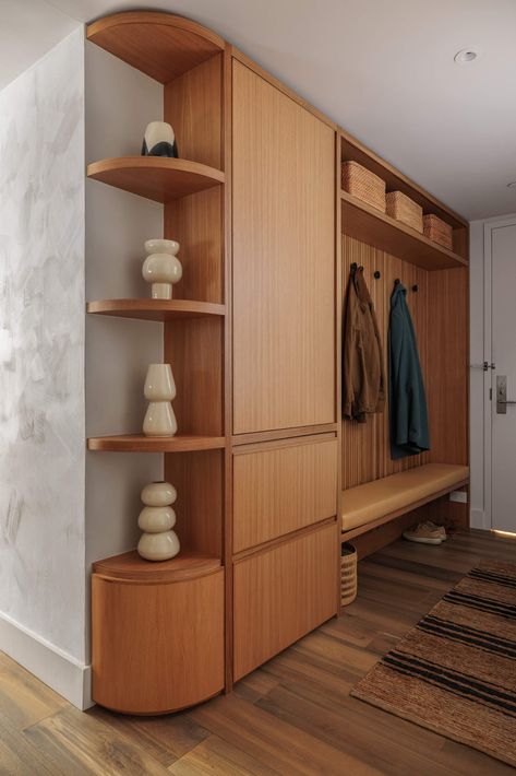 The Insider: Brand New Boerum Hill Condo Gains Character With Custom Millwork, New Furnishings Shapeless Studio, Foyer Storage, Entry Cabinet, Mudroom Storage, Entry Closet, Limewash Paint, Storage Hallway, Custom Millwork, Condo Design