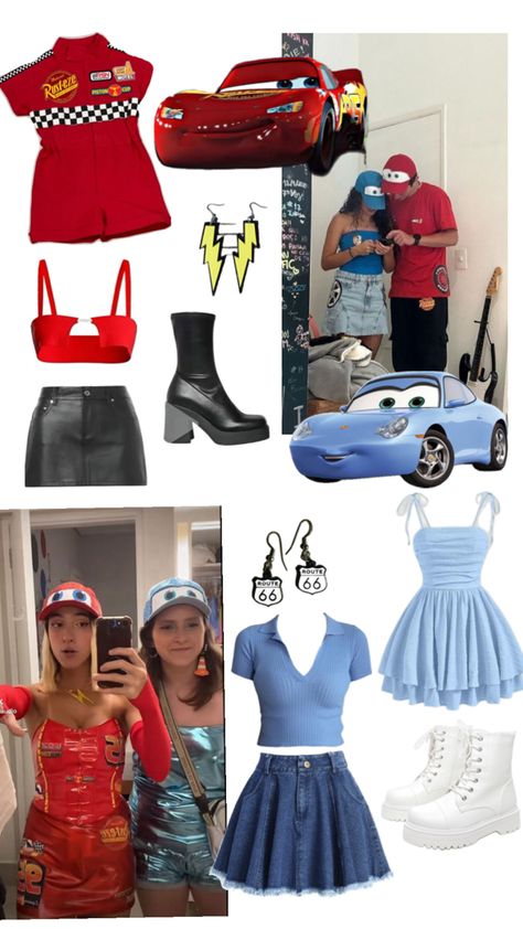 Lighting Mcqueen And Sally Costumes, Movie Based Costumes, Lighting Mcqueen Halloween Costume Women, Sally And Mcqueen Costume, Lightning Mcqueen And Sally Costume Couples, Lighting Mcqueen And Mater Costume Teens, Lightning Mcqueen Sally Costume, Lighting Mcqueen Halloween Costumes, Sally From Cars Costume