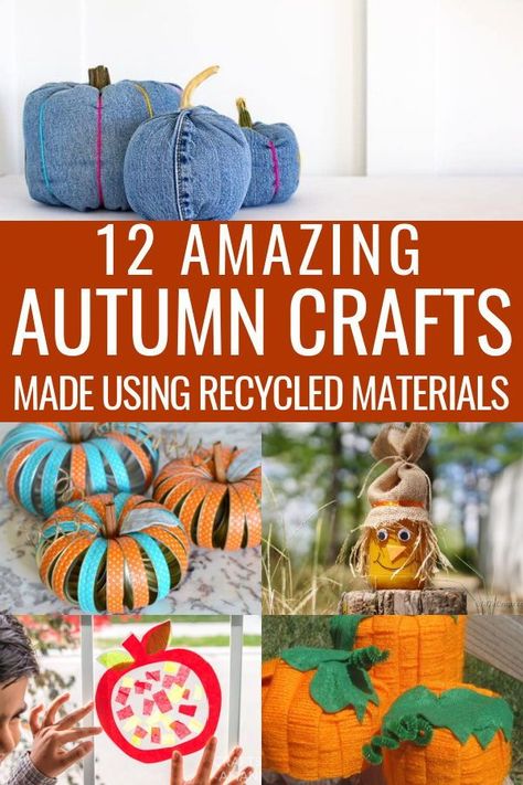 Create beautiful autumn crafts with materials you will find in your recycling bin. It’s a fun way to make autumn crafts while being eco-friendly. Recycled Fall Crafts, Easy Autumn Crafts, Pumpkin Learning, Corks Pumpkin, Green Crafts, Recycled Decor, November Crafts, Reuse Ideas, Halloween Baskets