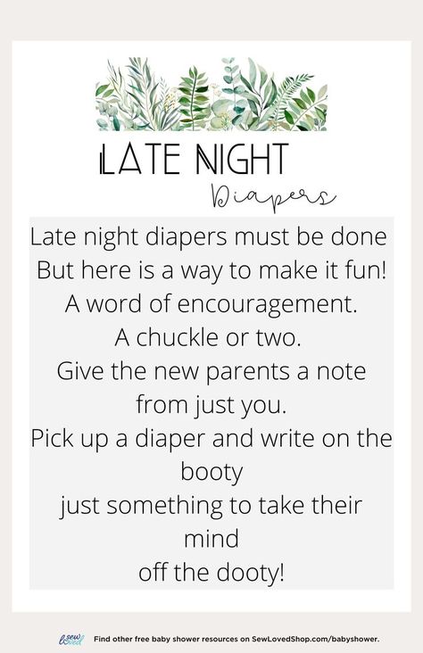 Late Night Diapers Baby Shower Activity Diaper Message Baby Shower Game, Write On Diapers Ideas, Diaper Shower Games, Diaper And Wipes Shower Ideas, Baby Shower Diaper Messages, Baby Shower Notes, Shower 2023, New Parent Quotes, Caesar Augustus