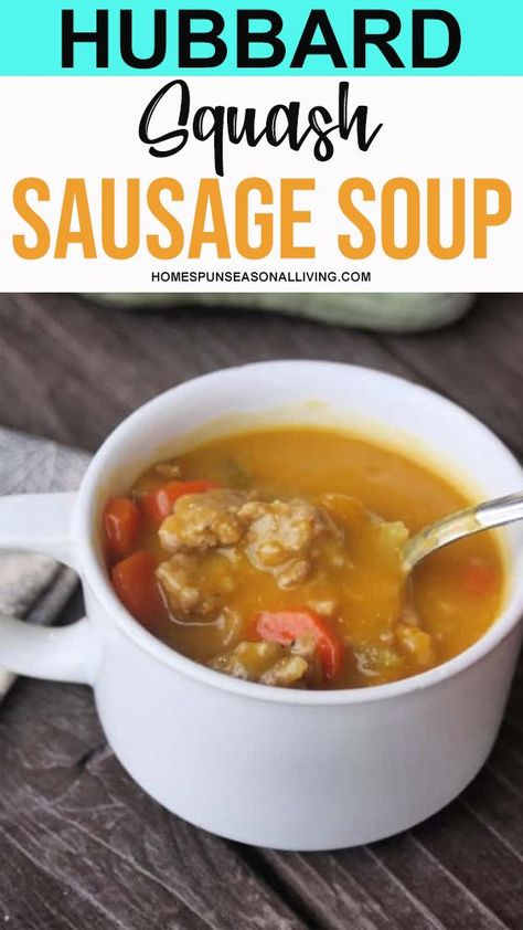 Hubbard Squash Sausage Soup is just perfect for the autumn season! It is super easy to make, full of veggies and dairy-free creaminess. What are you waiting for? Try this recipe! Hubbard Squash Soup Recipe, Squash Sausage Soup, Hubbard Squash Recipes, Squash Sausage, Hubbard Squash, Gluten Free Soup Recipes Glutenfree, Cook Ideas, Dairy And Gluten Free, Squash Soup Recipe