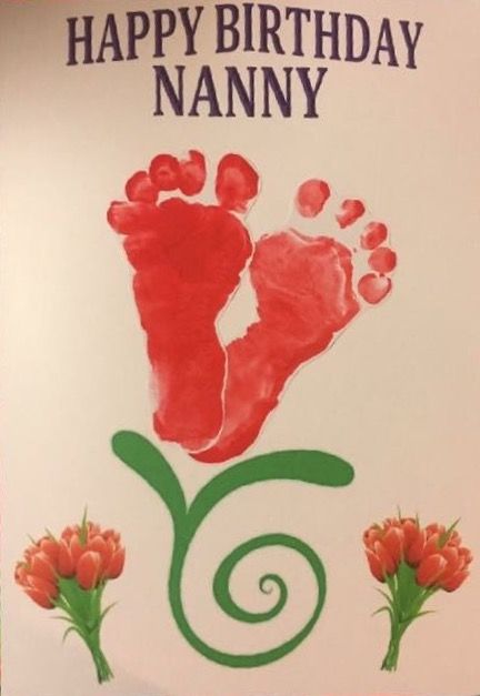 Birthday card - baby, footprints, flowers, red, art, craft, paint Mother's Day Projects, Mother's Day Activities, Footprint Crafts, Footprint Art, Mothers Day Crafts For Kids, Handprint Crafts, Daycare Crafts, Mother's Day Diy, Toddler Art