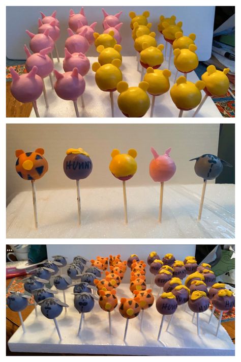 Pooh Theme Cake, Pooh Cake Pops, Winnie The Pooh Cake Pops, Graduation Cake Pops, Pooh Bebe, Pooh Cake, Winnie The Pooh Cake, Pooh Party, Pop Ideas