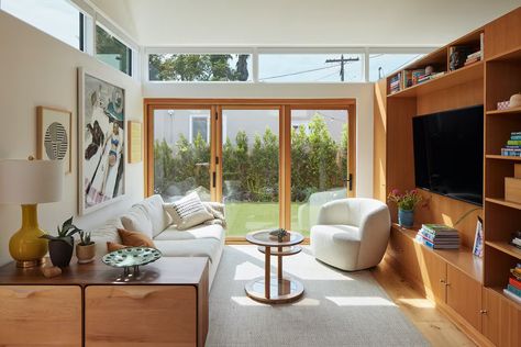 Photo 9 of 12 in Clerestories and a Pitched Roof Cap This $330K Garage Turned ADU in Los Angeles - Dwell Studio Adu, Granny Suite, Roof Cap, Garage Studio, Light Hardwood, Light Hardwood Floors, Accessory Dwelling Unit, Clerestory Windows, Garage Conversion