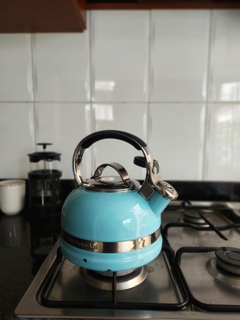 KitchenAid blue stove kettle Kitchenaid Blue, Stove Kettle, Kitchen Aid, Stove, Kitchen Appliances, Glass, Blue