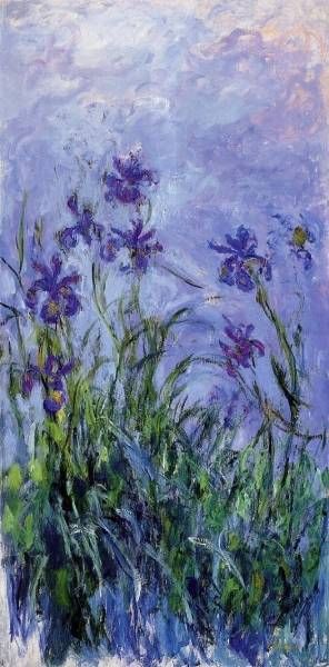 Claude Monet - Lilac Irises (1914-1917) Monet Iris, Art Amour, Illustration Kunst, Galleria D'arte, Arte Van Gogh, Monet Paintings, Edvard Munch, Hur Man Målar, Art Et Illustration