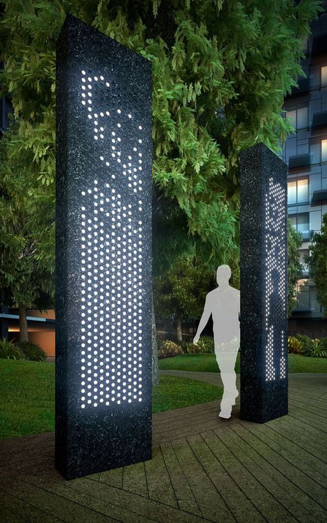 Jason Bruges Studios' <i>Back To Front</i> will feature LED monoliths that interact with people's shadows. Interactive Art Wall, Urban Spaces Design, Interactive Artwork, Interactive Lighting, Interactive Art Installation, Wayfinding Signage Design, Property Developer, Interactive Museum, Interactive Walls