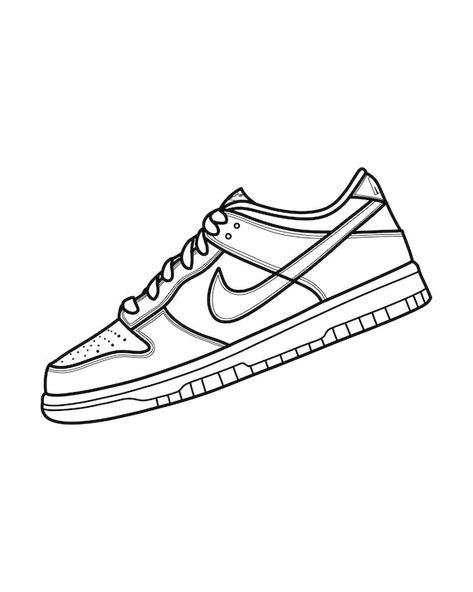 Sneaker Outline, Shoe Drawing, Drawing Shoes, Outline Drawing, Shoes Drawing, Outline Drawings, Low Sneakers, Nike Dunk Low, Dunk Low