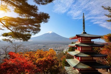 Chureito Pagoda, Japan Autumn, Mount Royal, Yamanashi, Mt Fuji, Beautiful Images Nature, Mount Fuji, City Travel, Aerial View