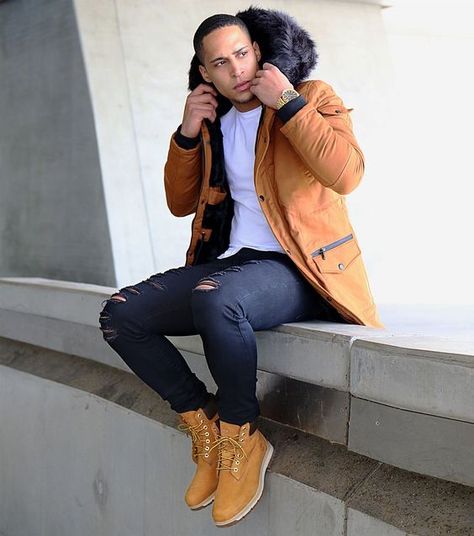 Timberland Outfits Hombres, Mens Casual Work Clothes, Outfit Botas, Timberland Outfits, Black Men Street Fashion, Men Street Fashion, Hipster Mens Fashion, Dress Well, Street Swag