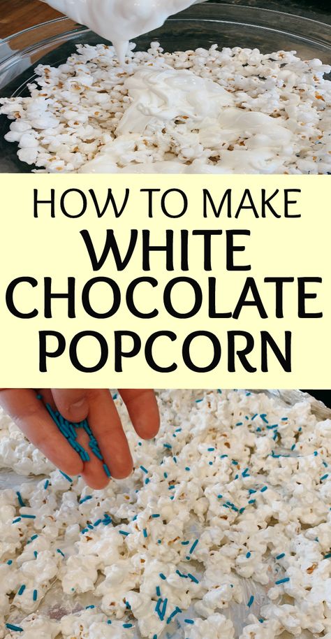 Popcorn White Chocolate, Patriotic Popcorn, Candy Coated Popcorn, Chocolate Popcorn Recipe, Cake Batter Popcorn, White Chocolate Popcorn Recipe, Purple Popcorn, Color Popcorn, Popcorn Recipes Chocolate