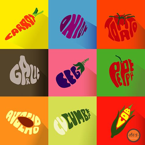 Vegetable Branding, Typography Shape, Vegetable Shapes, Typographie Logo, Teaching Graphic Design, Typography Drawing, Vegetable Art, Fruit Logo, Typographic Logo Design