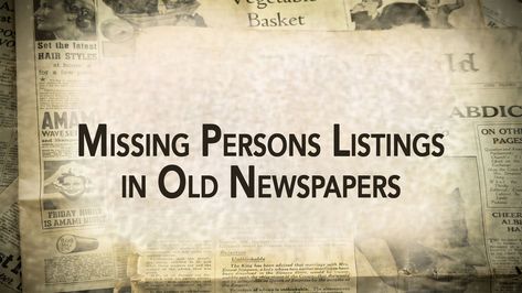 Have you ever considered using Missing Persons notices in old newspapers to search for your missing ancestors? Their contemporary relatives did. When people moved and lost touch in the days before telephones and reliable mail, this is what they turned to in order to find their loved ones. Here’s how you can do the same for your ancestors. The post Missing Persons Listings in Old Newspapers: Use Them to Find Your Ancestors appeared first on Ancestral Findings. Missing Family, Missing Person, Genealogy Free, Country Names, Genealogy Research, Family Genealogy, Old Newspaper, Missing Persons, Family Stories