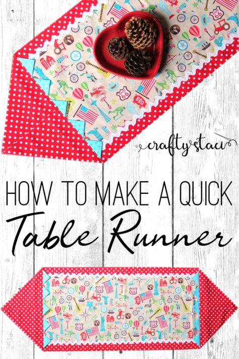 Quick Table Runner — Crafty Staci Prairie Points, Beginner Sewing Projects Easy, Table Runner Pattern, Leftover Fabric, Quilted Table Runners, Sewing Table, Sewing Projects For Beginners, Easy Sewing Projects, Love Sewing