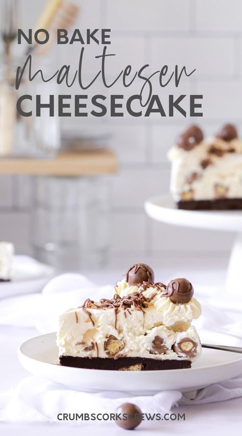 Malteaser Cheesecake, Maltesers Cheesecake, Chocolate Explosion Cake, Baileys Cheesecake, Easy No Bake Cheesecake, Homemade Recipes Dessert, Cheesecake Dessert, Hot Chocolate Cookies, Baked Cheesecake Recipe