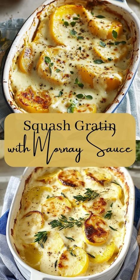 🍽️ This Zucchini and Yellow Squash Au Gratin is a cheesy, creamy, and comforting dish that's perfect for any dinner table! Made with fresh summer squash, rich Gruyère cheese, and a crispy golden topping, it's a simple and delicious way to enjoy seasonal vegetables. Ideal for weeknight dinners or holiday sides. 🌿🧀 #SquashGratin #AuGratin #VegetarianRecipes #SummerSquash #CheesyRecipes #ComfortFood #LowCarb #HealthyEats #SideDishes Au Gratin Zucchini Recipes, Au Gratin Squash, Yellow Squash Side Dish, Meals With Yellow Squash, Zucchini And Yellow Squash Au Gratin, Things To Do With Squash, Keto Summer Squash Recipes, Scalloped Squash Recipes, Banana Squash Recipes