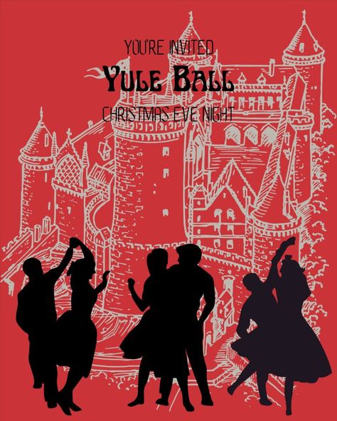 Harry Potter Yule Ball poster that looks like an invitation. Has all the house colors. #harrypotter #christmas #yuleball #hogwarts Invite Poster, Harry Potter Yule Ball, Yule Ball, Christmas Invitations, Youre Invited, Fantastic Beasts, Yule, Christmas Eve, House Colors