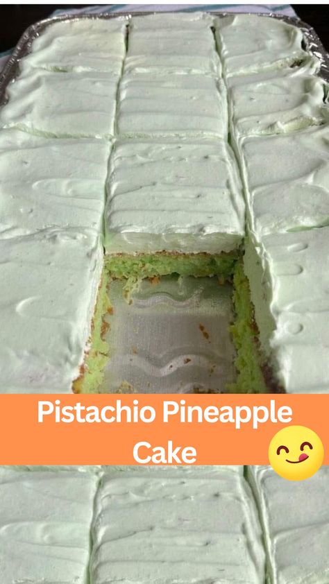 Pistachio Pineapple Cake Pistachio Pineapple Cake Recipe, Pistachio Cake With Pineapple, Pistachio Pineapple Dessert, Tropical Pistachio Pineapple Cake, Pistachio Pineapple Delight, Pistachio Pineapple Angel Food Cake, Pistachio Poke Cake Recipes, Pistachio Pudding Cake Recipe, Pineapple Pistachio Cake