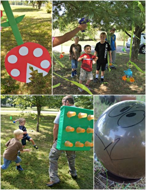 DIY Super Mario Party with Obstacle Course - Kids Activities Blog Mario Obstacle Course, Mario Party Games, Mario Kart Party, Fun Halloween Party Games, Super Mario Bros Birthday Party, Kids Obstacle Course, Mario Y Luigi, Games Halloween, Super Mario Bros Party