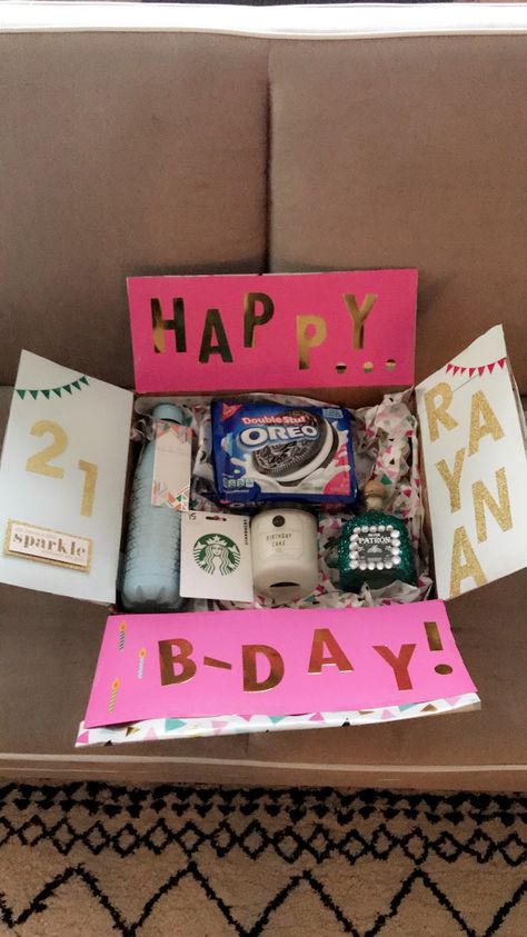 Gift Box Wrapping Ideas Birthday, What To Put In A Birthday Box For Best Friend, Birthday Box Ideas For Daughter, Shoe Box Birthday Gift, Birthday Shoe Box Ideas, Happy Birthday Box Best Friend, Diy Birthday Box Ideas, Box Inside A Box Gift Ideas Birthday, Birthday Box Decoration Ideas