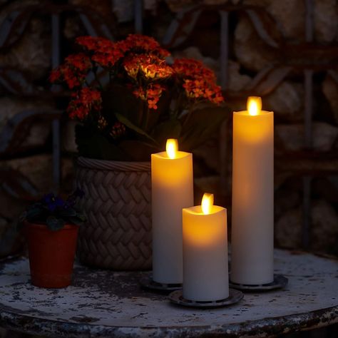 Luminara Set of 8 Outdoor Candles Slim Pillar - Flameless Flickering Battery Operated Candles - Set of 8 Ivory Weatherproof Pillar LED Electric Candles with Remote and 24 Hours Timer for Home #outdoorliving #outdoor #design #landscapedesign #garden #nature #outdoordesign #patio #outdoorlife #outdoorfurniture #backyard #landscaping #architecture #landscape #outdoorlivingspace #homedecor #exteriordesign #outdoordecor #home #summer #patiodesign #construction #camping #backyarddesign #outdoorspace Luminara Flameless Candles, Luminara Candles, Outdoor Candle, Pearl Candle, Flameless Candle Set, Traditional Candles, Electric Candles, Real Flame, Flickering Lights