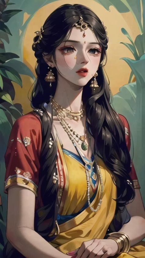 Indian Girl Pfp Cartoon, Indian Anime Characters, Indian Princess Art, Sassy Aesthetic, Sanatan Dharam, College Fest, Fantasy Romance Art, Indian Culture And Tradition, Anime Picture Hd