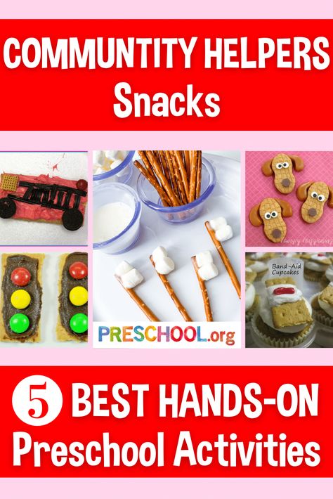 Community Helper Food Activities, Community Helpers Preschool Snacks, Doctor Snack Preschool, Community Snack Ideas, Preschool Theme Community Helpers, Community Helper Cooking Activities, Community Helpers Science Experiment, Community Helper Snacks, Community Helpers Snack Ideas