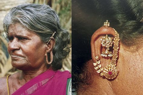 Bugadis: origin, types and how it's worn Bugadi Earrings, Hamsa Design, Hand Piercing, Tiny Shop, Commercial Street, Handcrafted Silver Jewelry, Helix Piercing, Married Woman, Victoria And Albert Museum