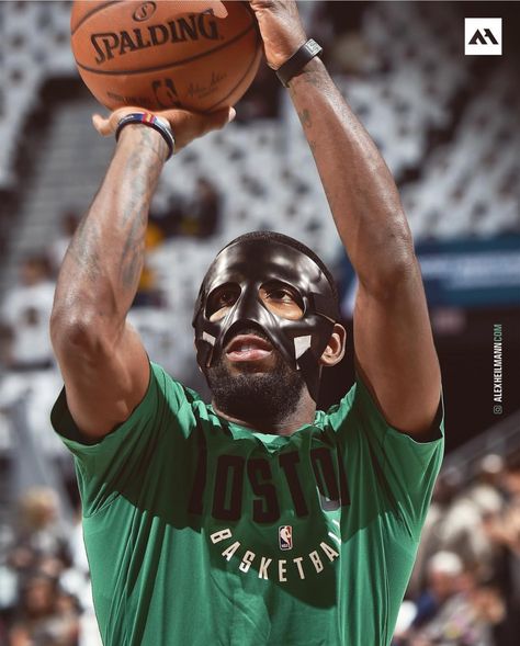 This makes you forget that the man got accidentally smacked in the face and was bleeding in Game 11 but Masked Kyrie is about to make an appearance for 2 weeks. I would predict 40+ pts but because he’s all about team effort, I’ll dumb it down to 30+ #KyrieIrving Masked Kyrie, Soccer Streetwear, Kyrie Irving Celtics, Irving Wallpapers, Nike Yeezy, Celtic Pride, Running Nike, Air Flight, Boston Strong