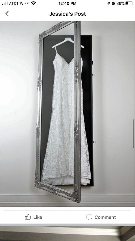 Dress Display Ideas, Wedding Dress Shadow Box, Wedding Dress Frame, Wedding Dress Display, Wedding Dress Storage, Fantasy Wedding Dress, Dress Storage, Dress Preservation, Wedding Dress Preservation